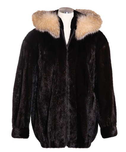 30” Mink Jacket Detachable Fox Trim Hood